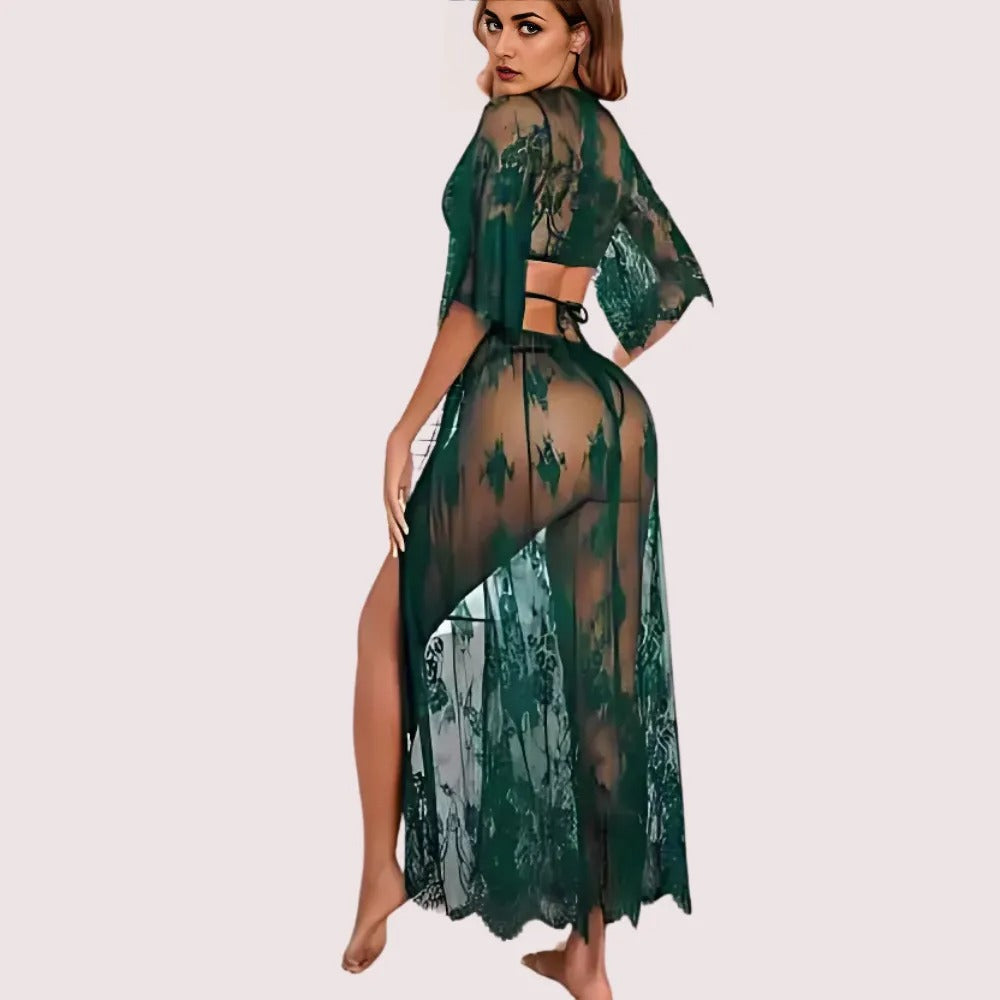 Stylish Sheer Net Top and Skirt Set