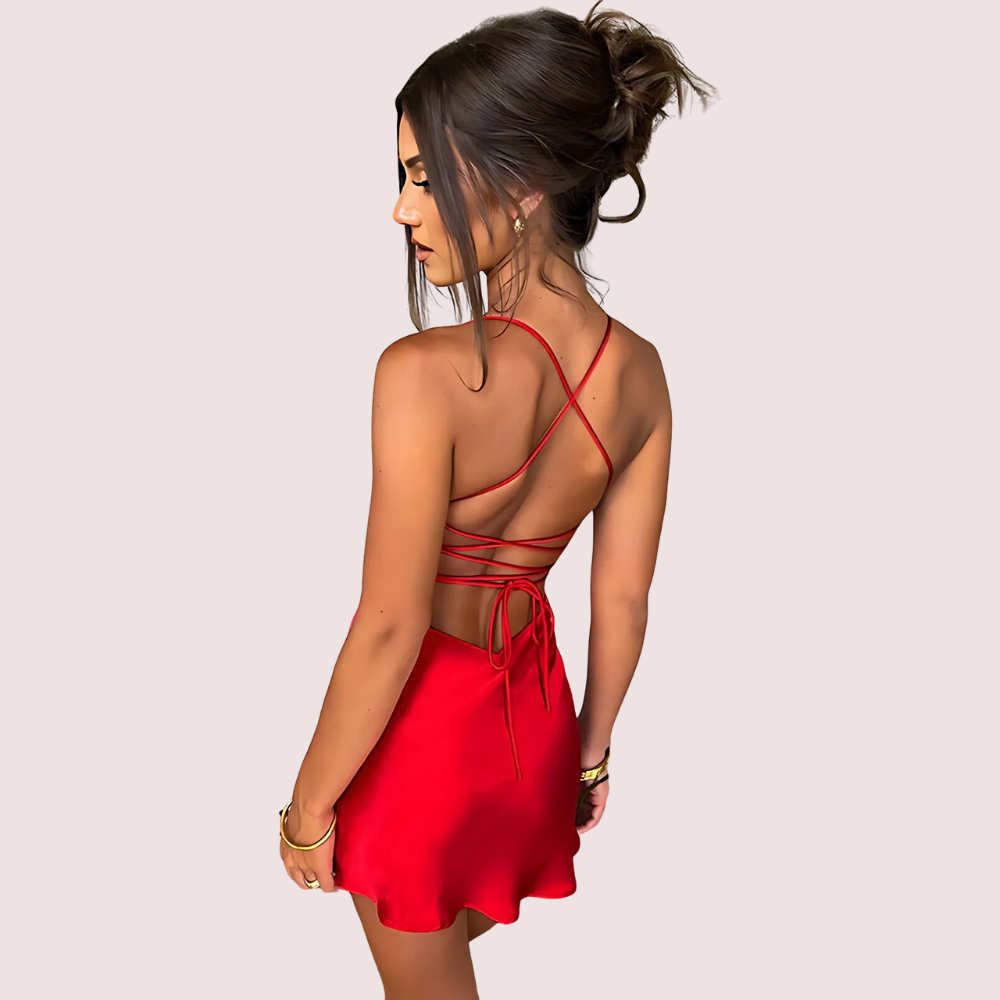 Satin Summer Dress with Open Back