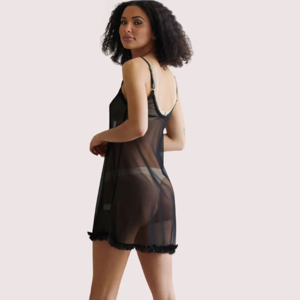 Black Enchanté Transparent Chemise Plus Size