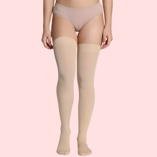 Classic Duo Thigh-High Stockings (Black + Nude) - Pack of 2