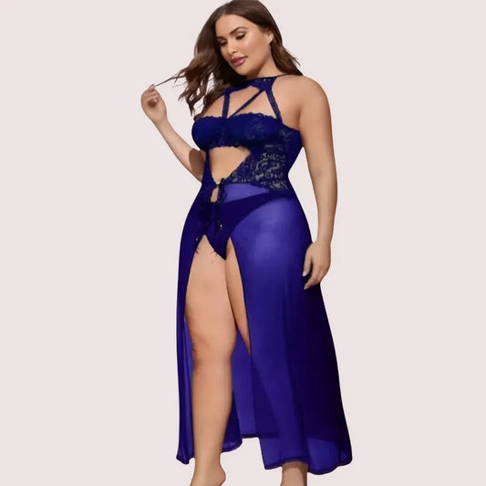 Azure Bloom Women's Blue Babydoll Set