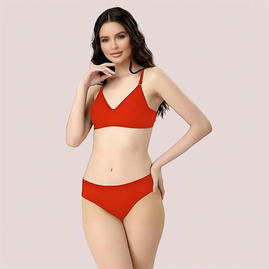 Cherry Hug Red Cotton Bra & Panty Set