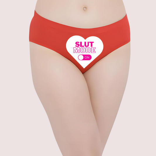 Heart-themed ‘Slut Mode On' text Custom Panty