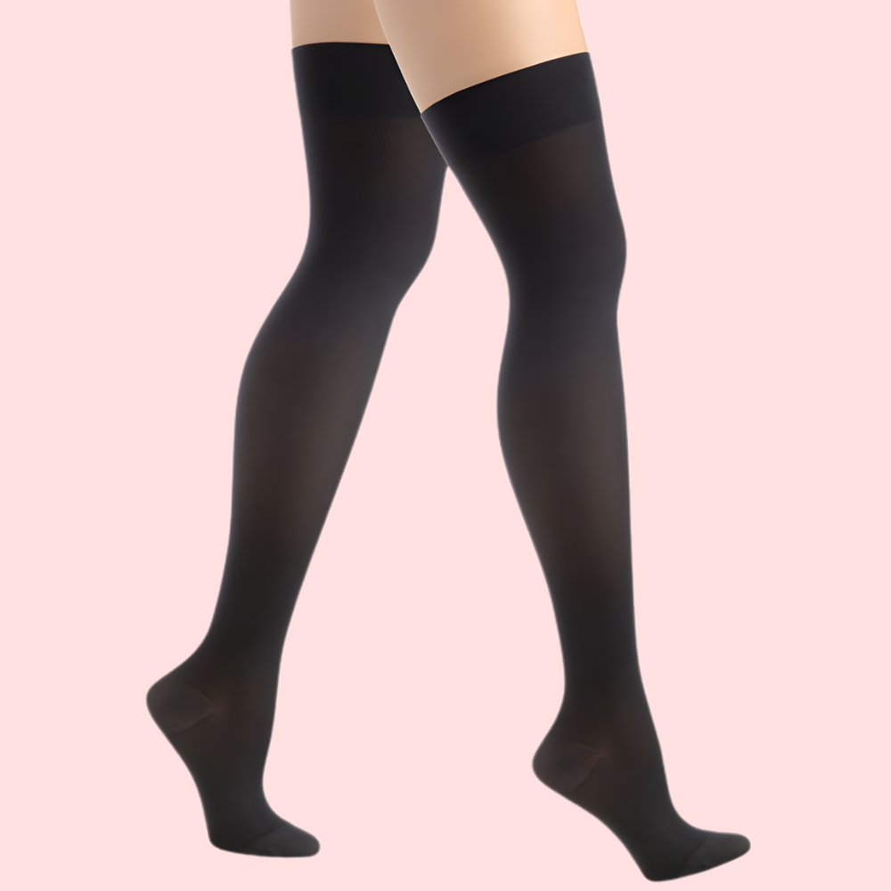 Classic Duo Thigh-High Stockings (Black + Nude) - Pack of 2