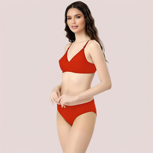 Cherry Hug Red Cotton Bra & Panty Set