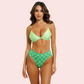High-Waisted Polka Dot Bikini Bottom Retro Green Vibes (Bottom Only)