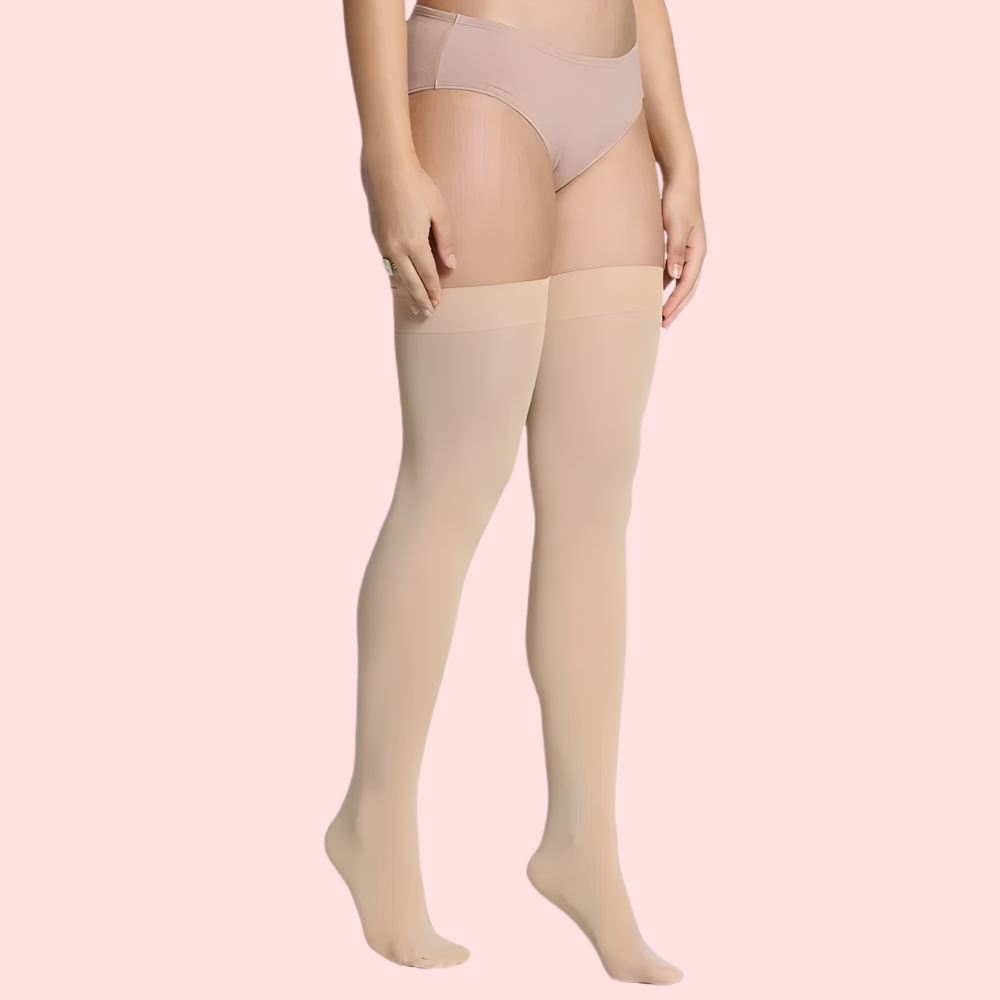 Classic Duo Thigh-High Stockings (Black + Nude) - Pack of 2