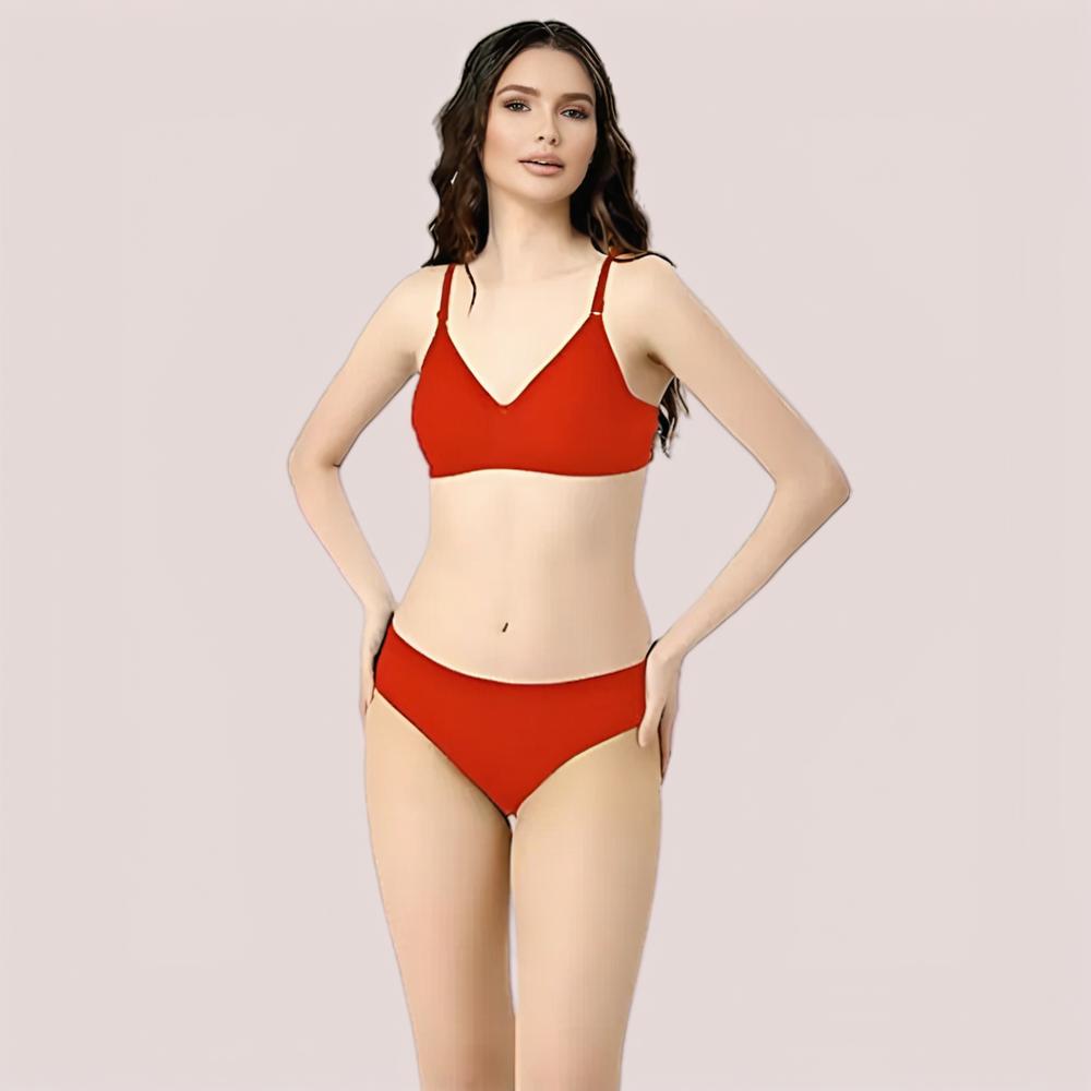 Cherry Hug Red Cotton Bra & Panty Set