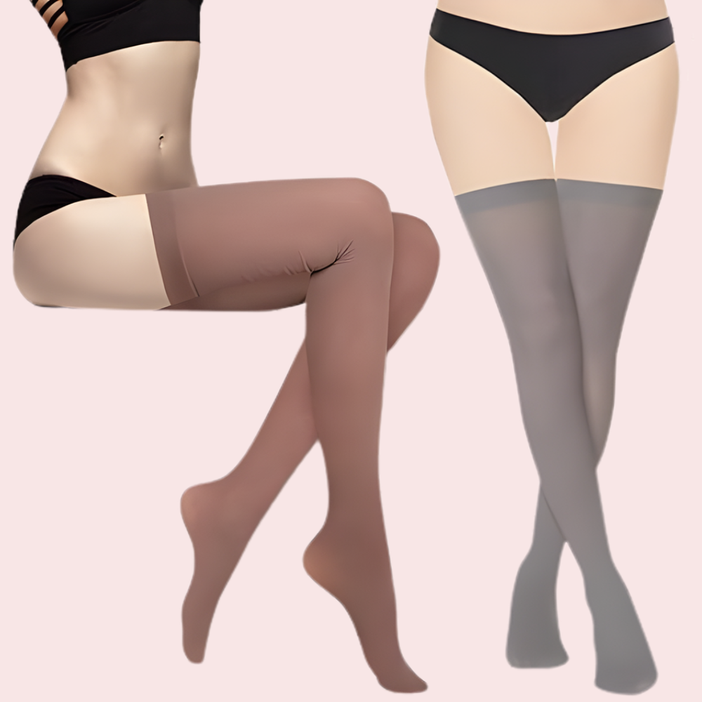 Soft Sheer Thigh-High Stockings - Pack of 2 (Brown & Grey Combo)