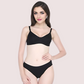 Women's Classic Smooth Black Bra And Panty Set
