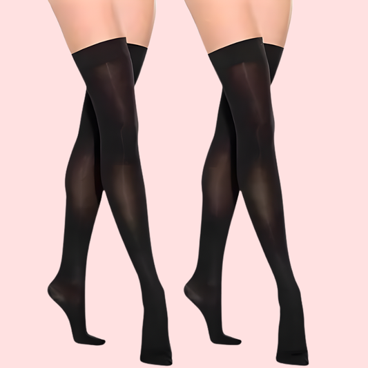 UltraSoft Sheer Black Thigh-High Stockings - Pack of 2