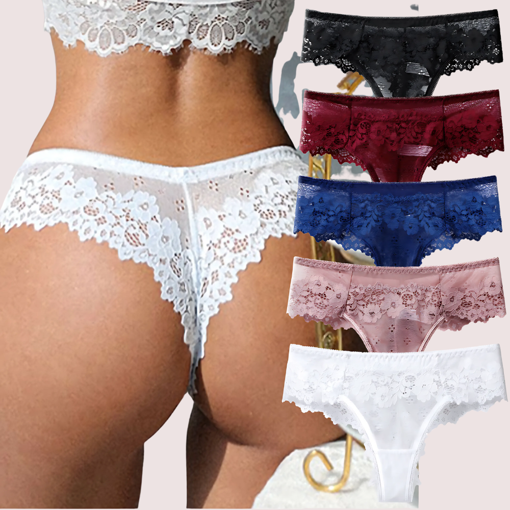 Beautiful Low Waist Thong Panties Pack (of 5)