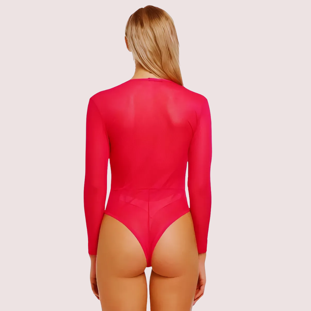 Sheer and Opaque Bodysuit for Women