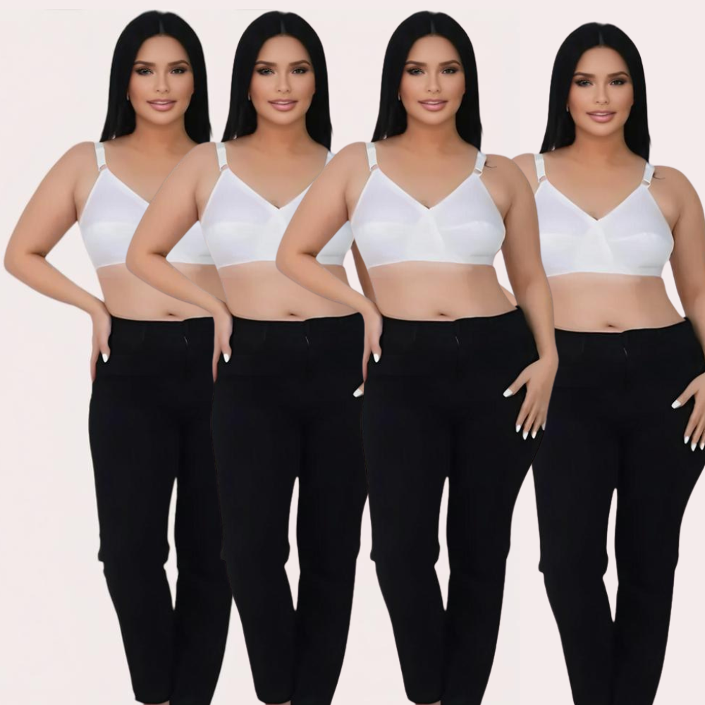 PureBreeze 4-Pack White Cotton Bras for Summers
