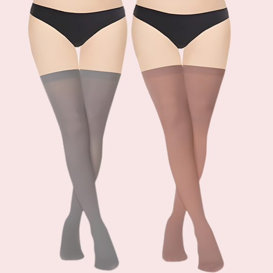 Classic Sheer Stockings - Pack of 2 (Grey & Nude Shades)