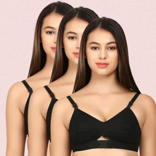 Soft Cotton Daily Wear Bra for Women â€“ Pack of 3