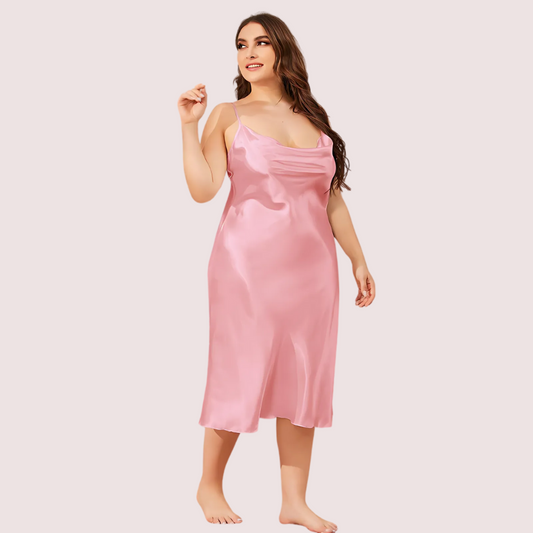 Solid Satin Slip Dress for 4XL 5XL Women