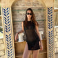 Sheer Black Mini Dress with Dual Open Slits