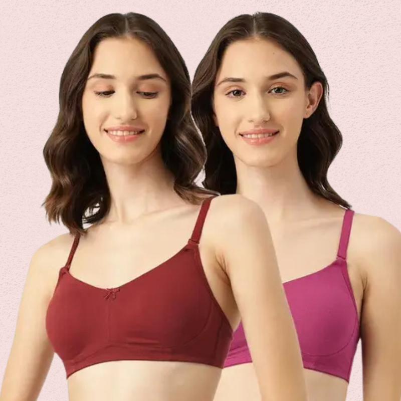 Breathable Cotton Non-Padded Bra â€“ Womenâ€™s 2-Pack