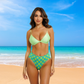 High-Waisted Polka Dot Bikini Bottom Retro Green Vibes (Bottom Only)