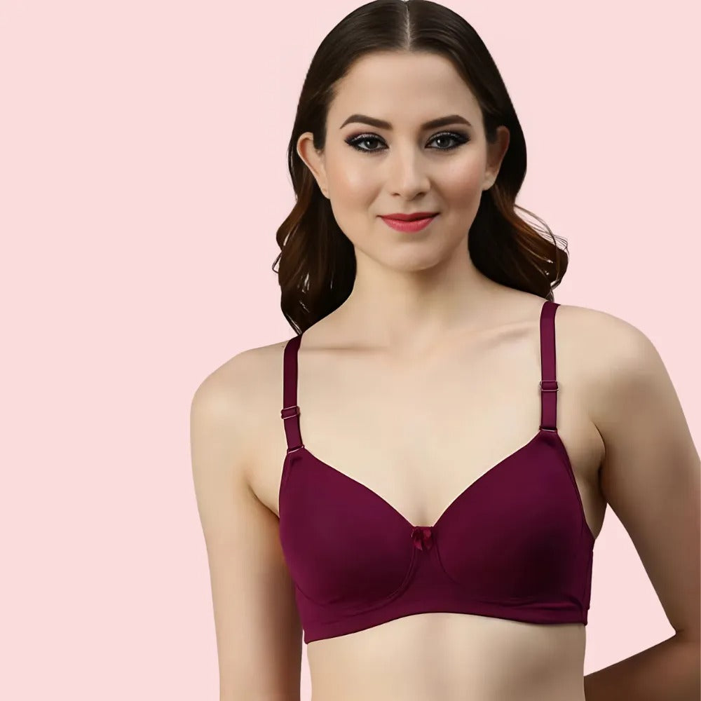 Burgundy Bloom â€“ Maroon Padded Bra (2-Pack )