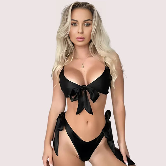 Midnight Satin Seduction Set