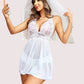 Bridal White Lace & Sheer Babydoll Nightwear