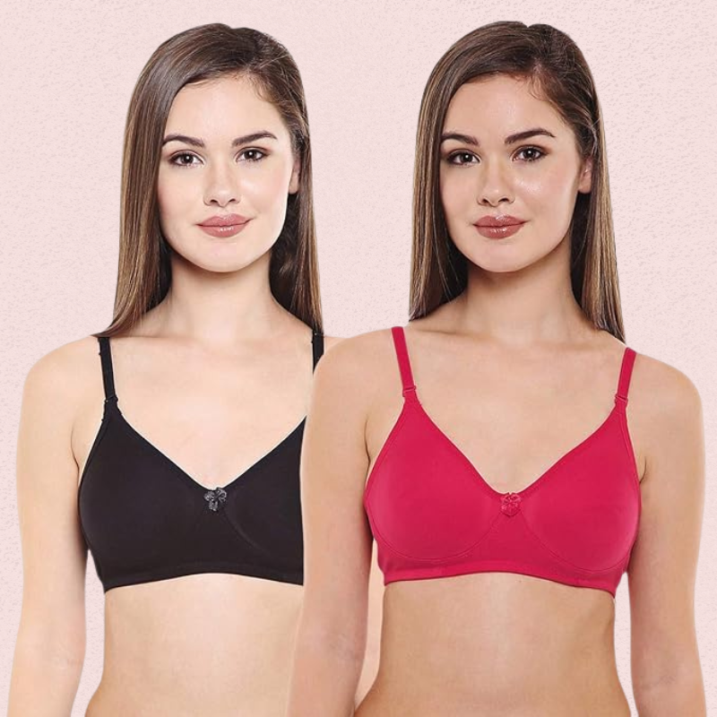 Womenâ€™s Cotton Non-Padded Seamless Bra Set (Pack of 2)