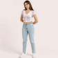 Women's Pink "Brooklyn 76" V-Neck Crop Top Sporty Graphic Tee