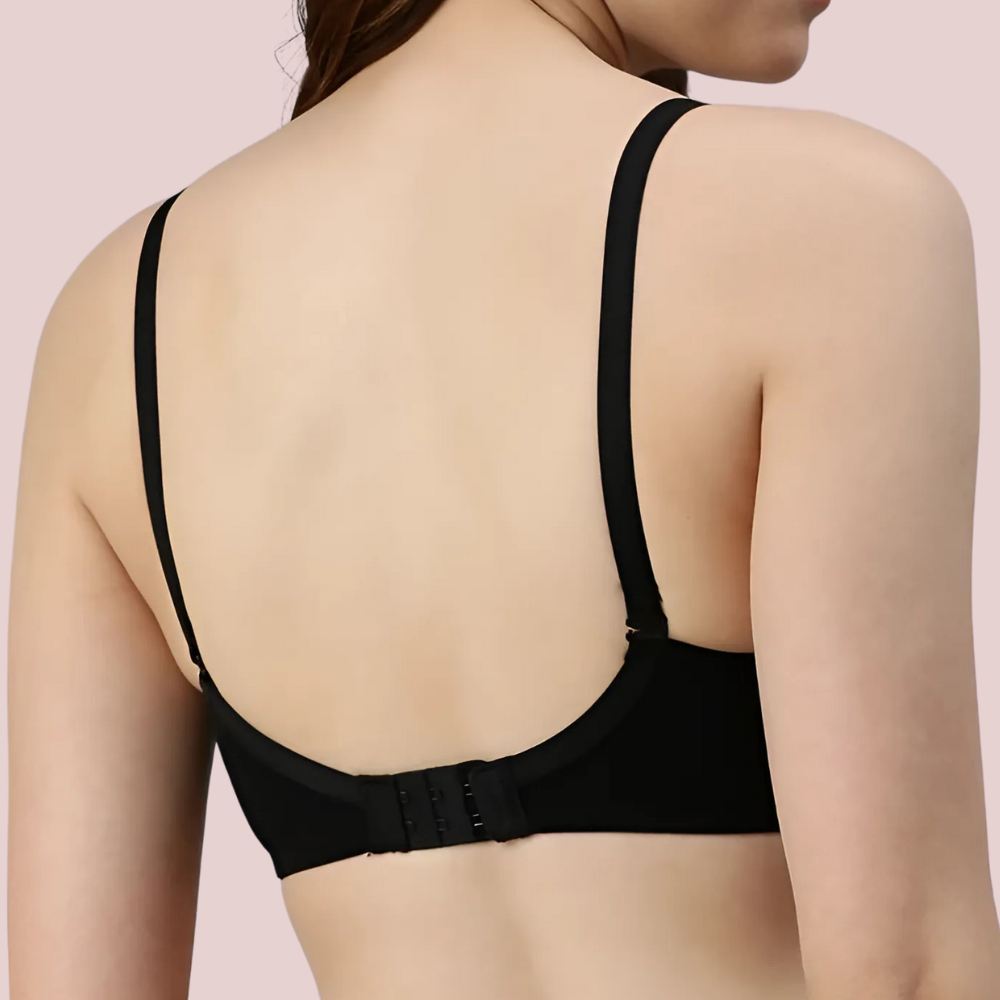 Passion Plunge â€“ Black Seamless Padded Bra